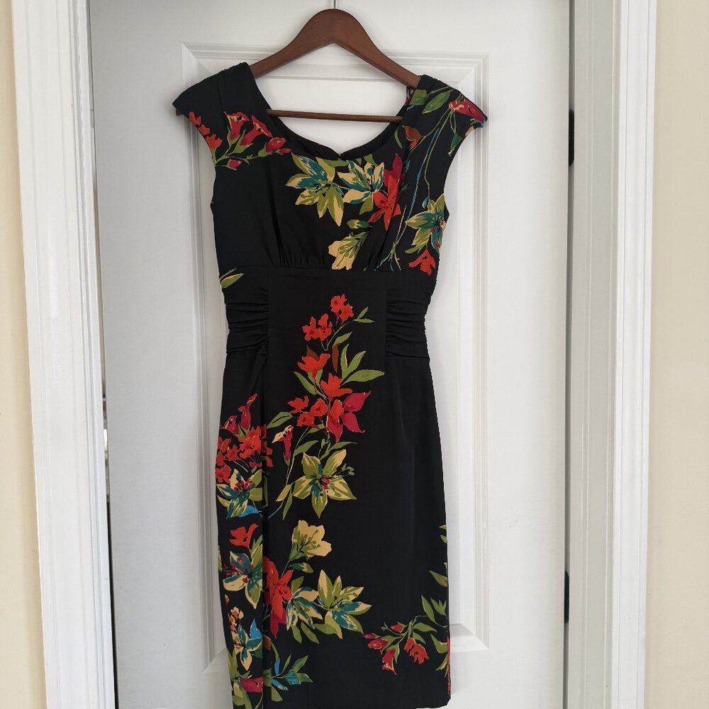 Kay Unger - Black Floral Midi Dress